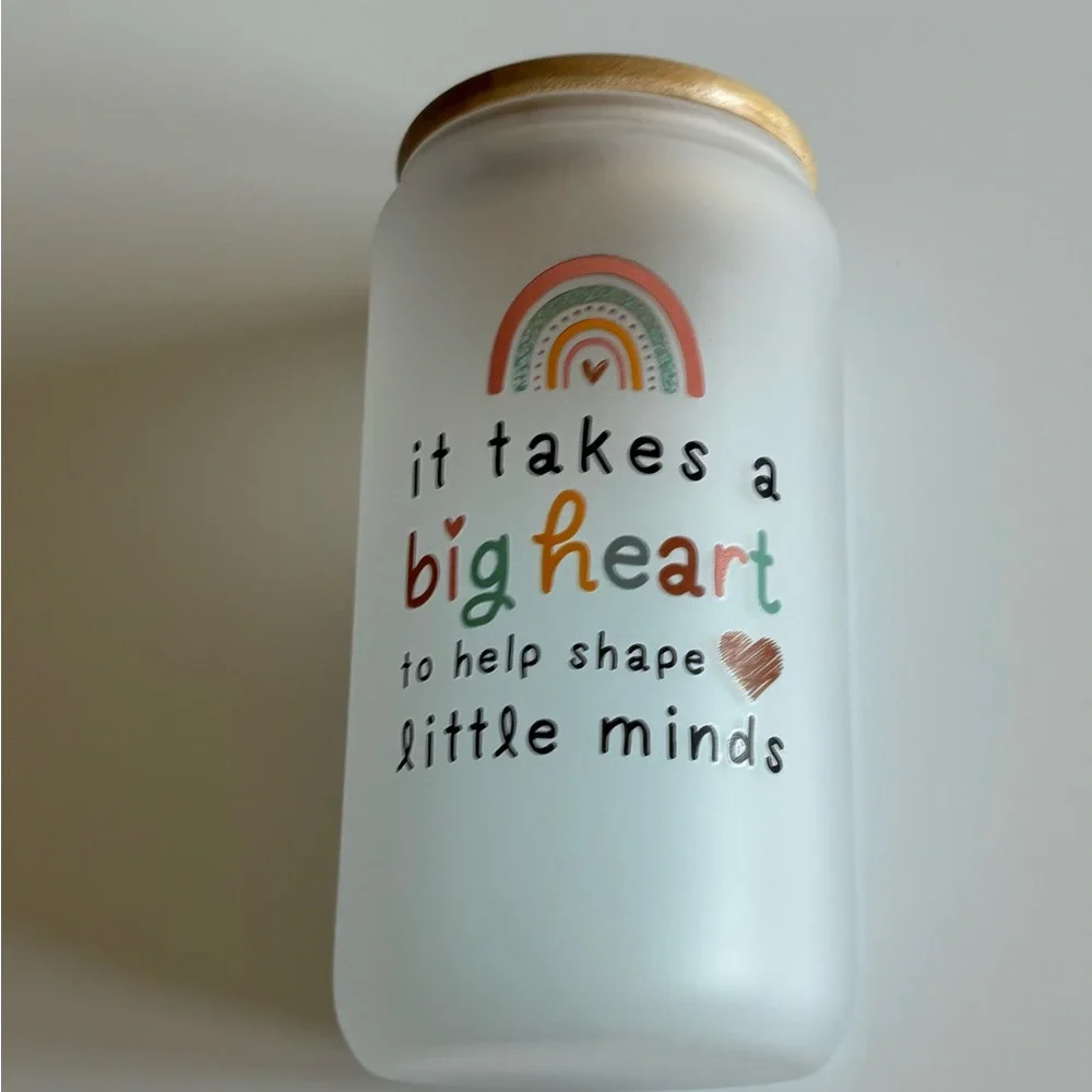 Inspirational Frosted Glass Jar with Gold Lid